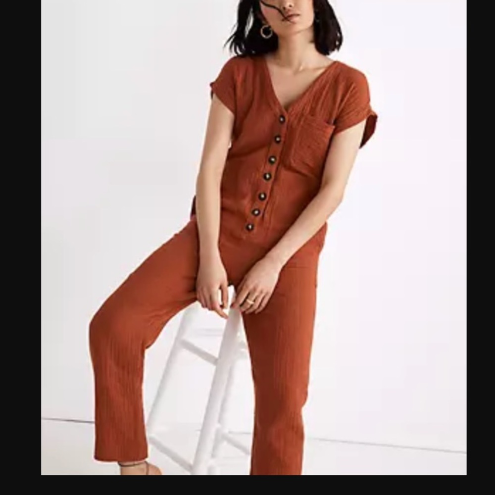 Madewell Lightspun Button-Front Jumpsuit